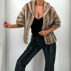 Vintage 50’s Regina Grenara By Glenoit Faux Fur Mob Wife Wrap Jacket Shrug Stole